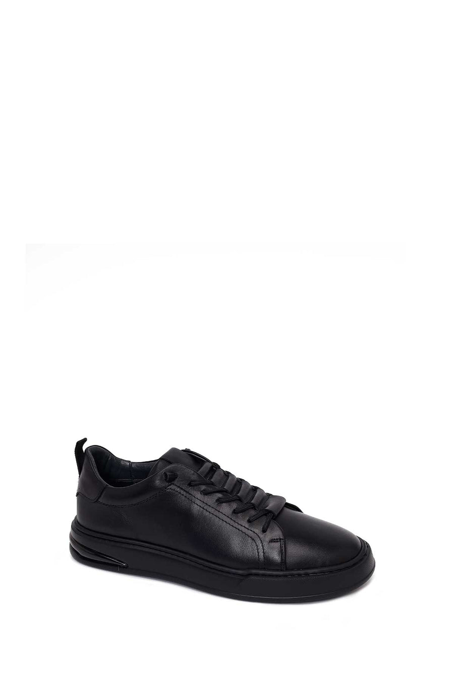 Erkek Siyah Bağcıklı Deri Sneaker