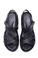 Women's Black Leather Comfort Sandals | Derimod