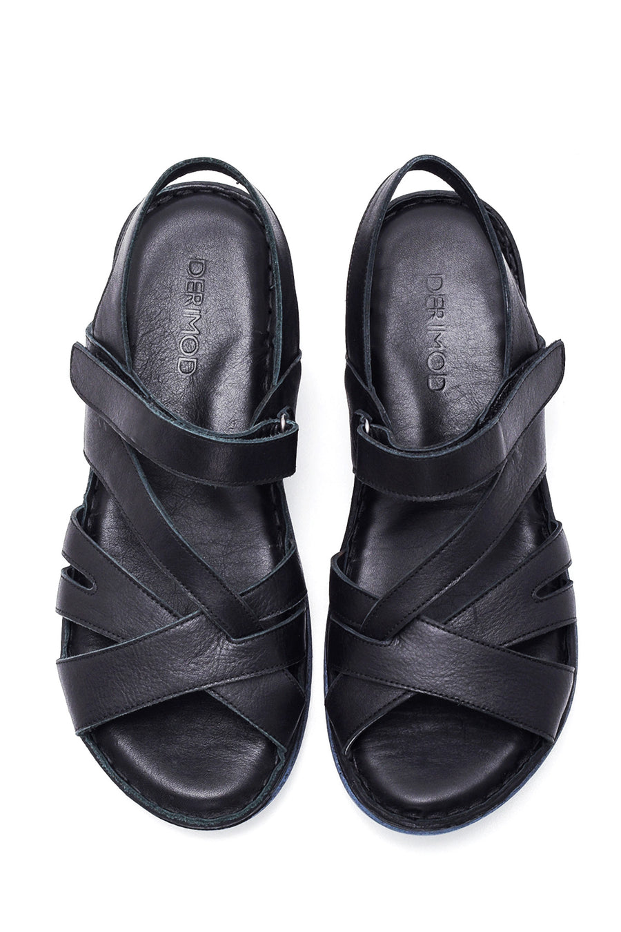 Women's Black Leather Comfort Sandals