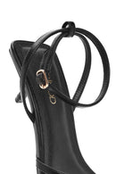 Women's Black Ankle Strap Heeled Patent Leather Sandals | Derimod