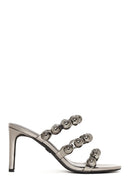 Woman Anthracite High Thin-Heeled Slipper | Derimod