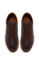 Erkek Kahverengi Bağcıklı Deri Sneaker | Derimod
