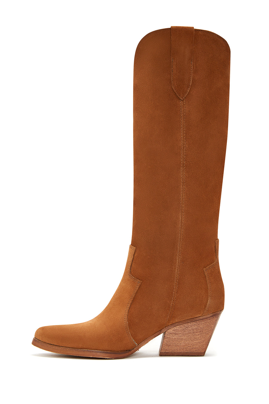 Women's Beige Suede Leather Cowboy Heeled Boots