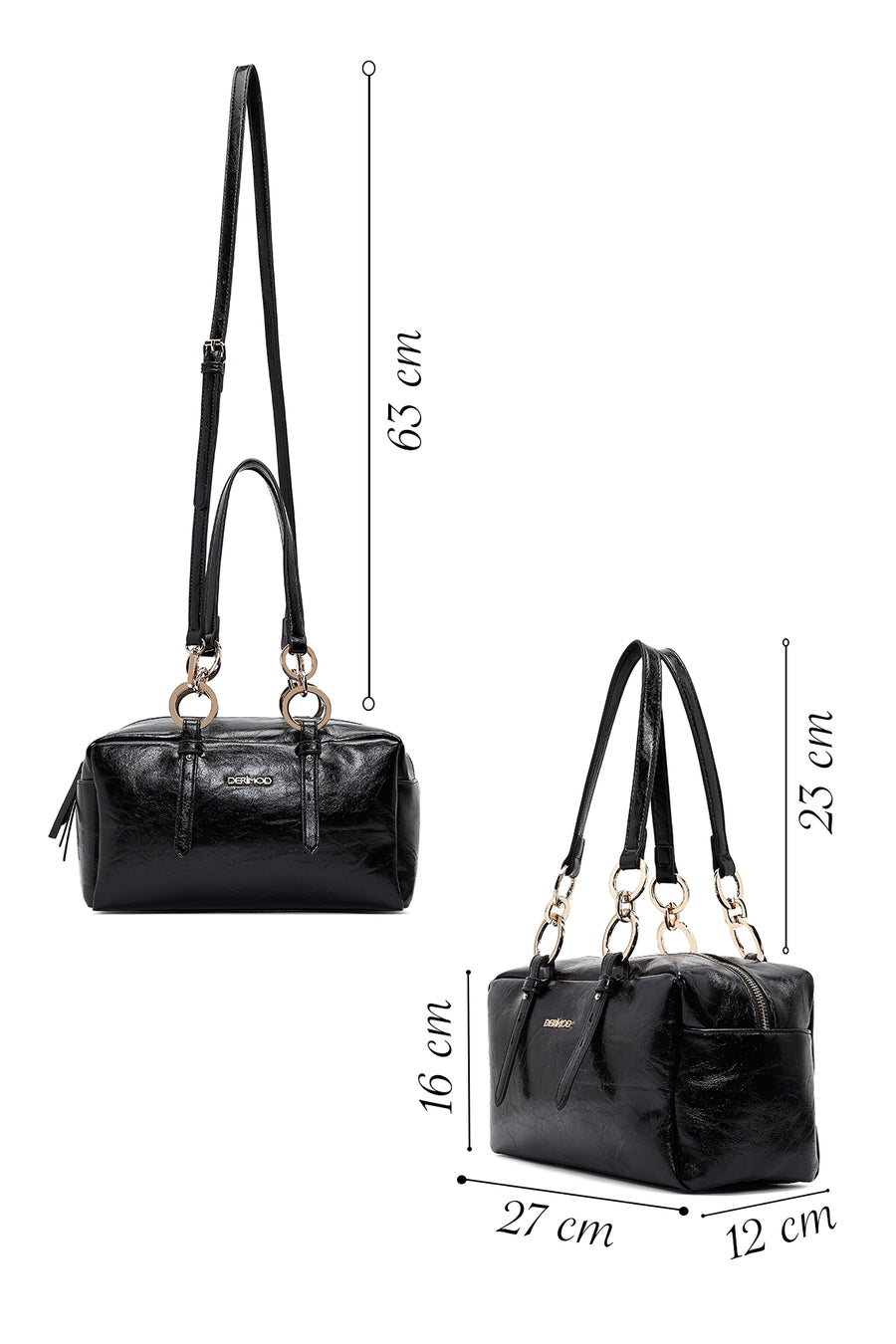 Woman Black Long-Strap Shoulder Bag