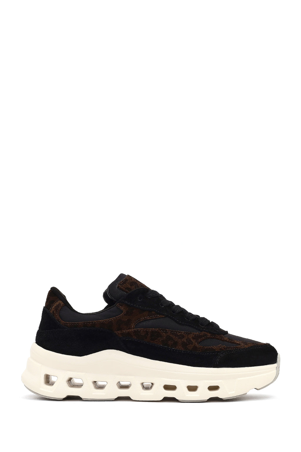 Kadın Siyah Bağcıklı Kalın Tabanlı Deri Sneaker