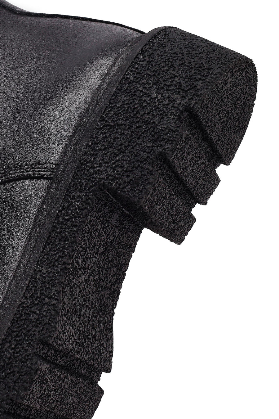 Women's Black Zippered Thick-Soled Leather Ankle Boots