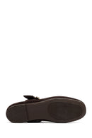 Woman Brown Buckled Suede Leather Ballet Flat | Derimod