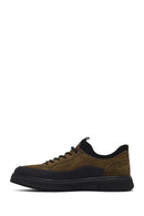 Male Khaki Lace-up Nubuck Leather Sneaker | Derimod