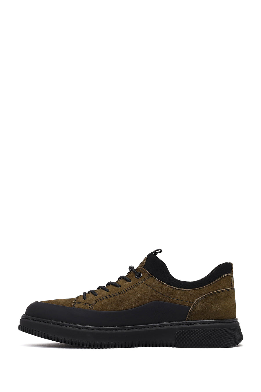 Male Khaki Lace-up Nubuck Leather Sneaker