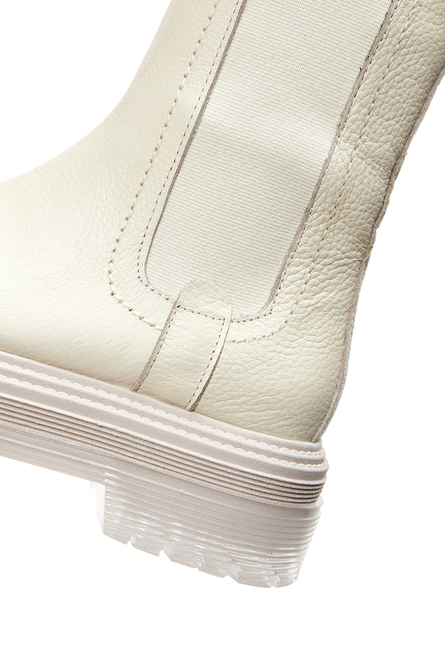 Women's Cream Leather Chelsea Boots