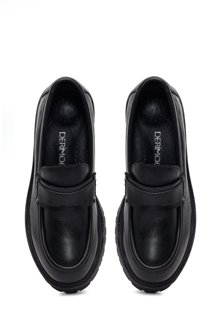 Woman Black Thick-Soled Leather Masculine Loafer