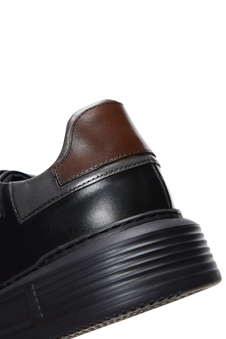 Erkek Siyah Deri Kalın Tabanlı Sneaker