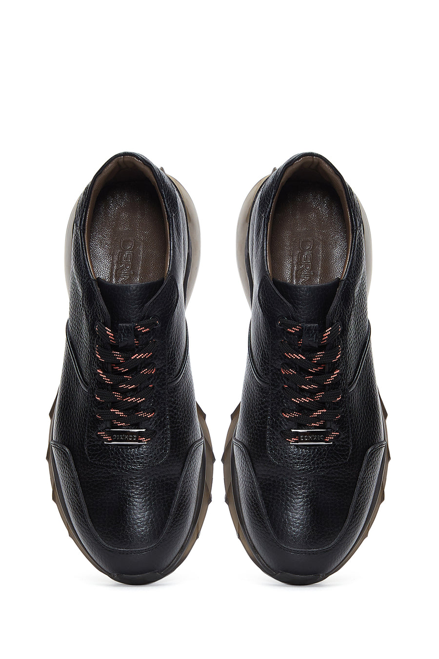 Erkek Siyah Bağcıklı Deri Sneaker