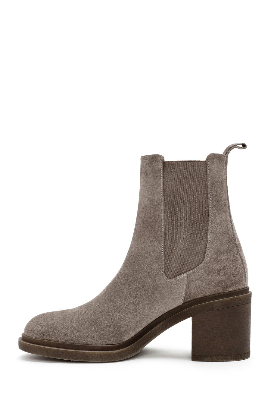 Women's Mink Chunky Heel Suede Leather Chelsea Boots