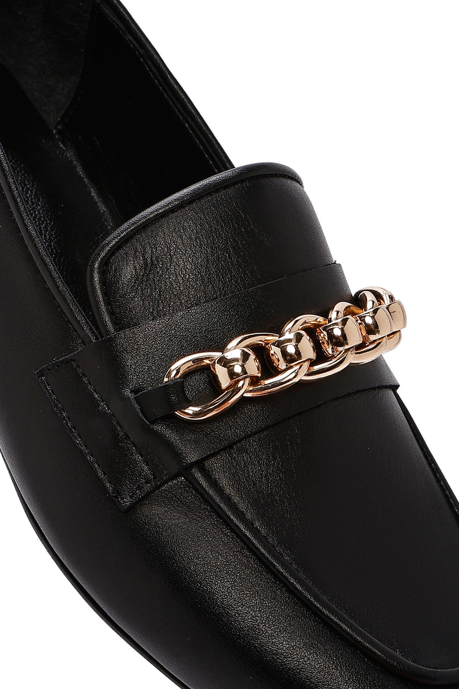 Women's Black Buckle Leather Loafer