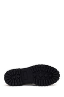 Woman Black Thick-Soled Leather Masculine Loafer | Derimod