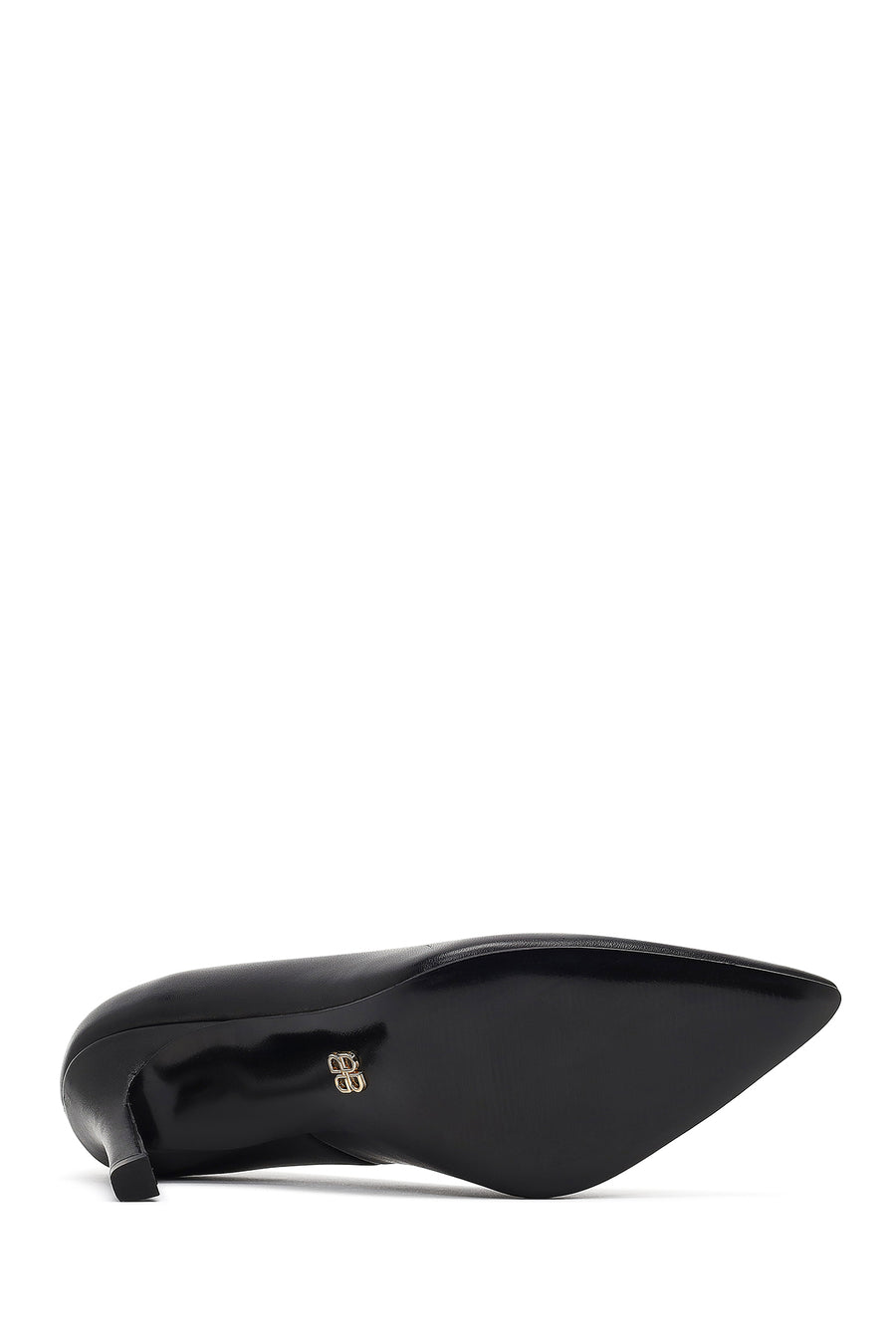 Woman Black Thin-Heeled Leather Stiletto