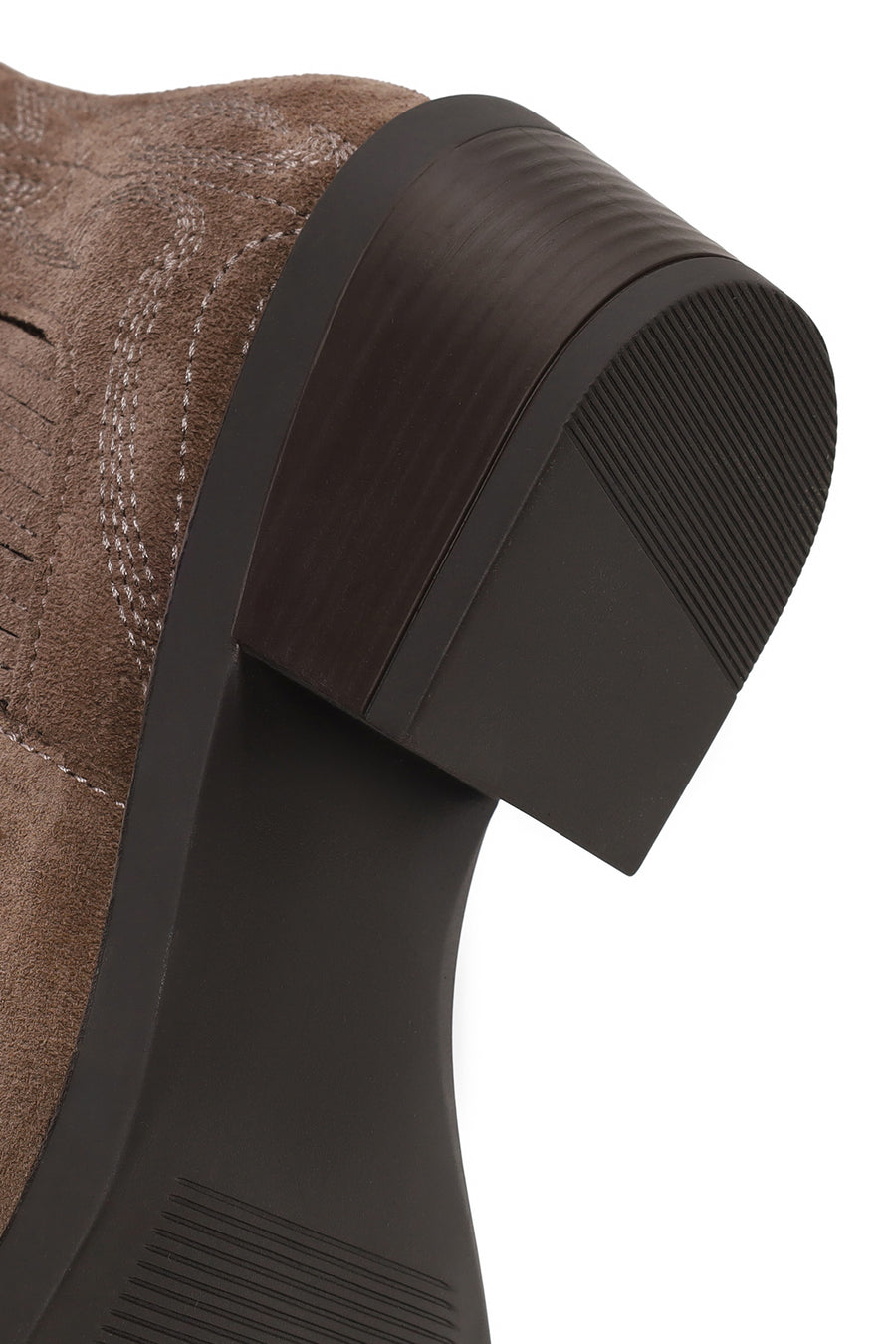 Woman Mink Short Chunky-Heeled Embroidered Suede Cowboy Boots