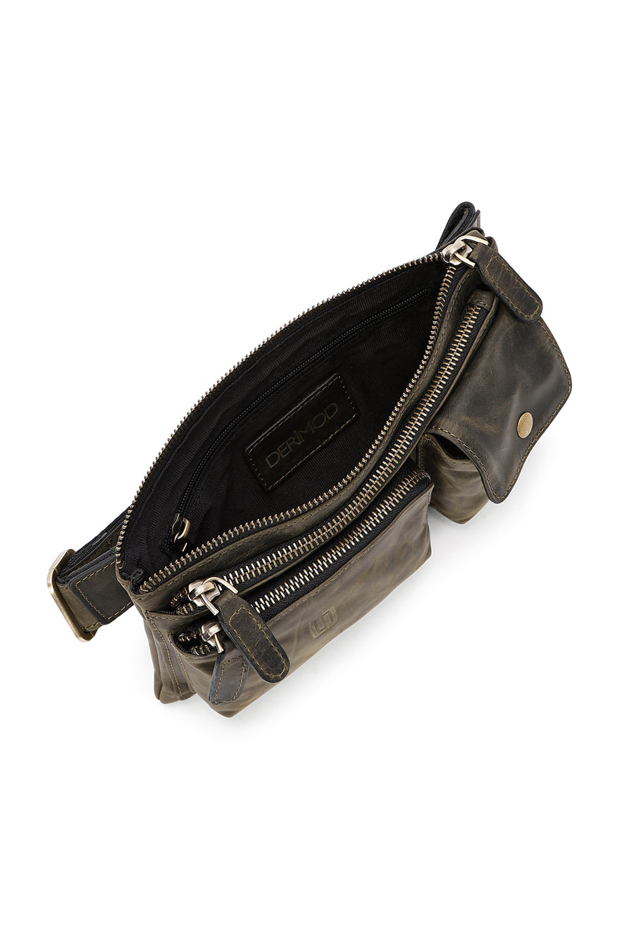 Men's Khaki Leather Waist Bag