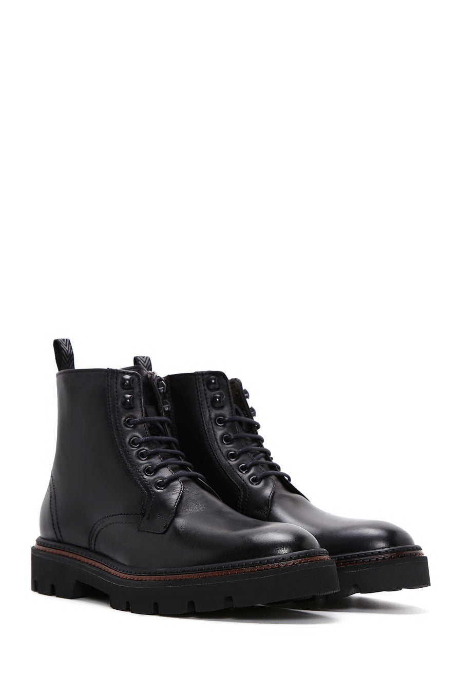 Men's Black Leather Zippered Casual Boots