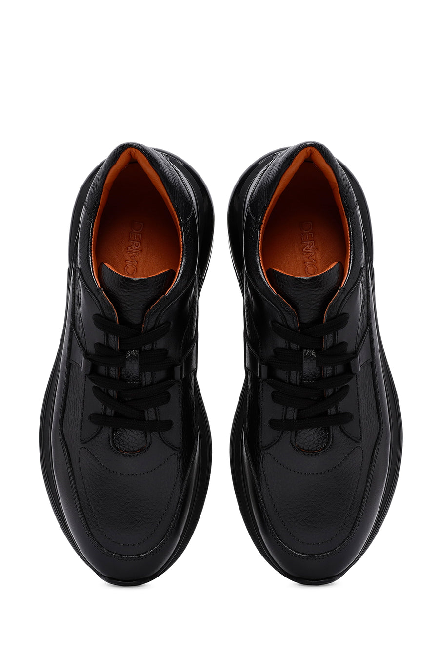 Men's Black Lace-Up Leather Casual Sneaker
