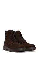 Male Brown Lace-Up Zip Closure Thick-Soled Nubuck Leather Casual Boots | Derimod