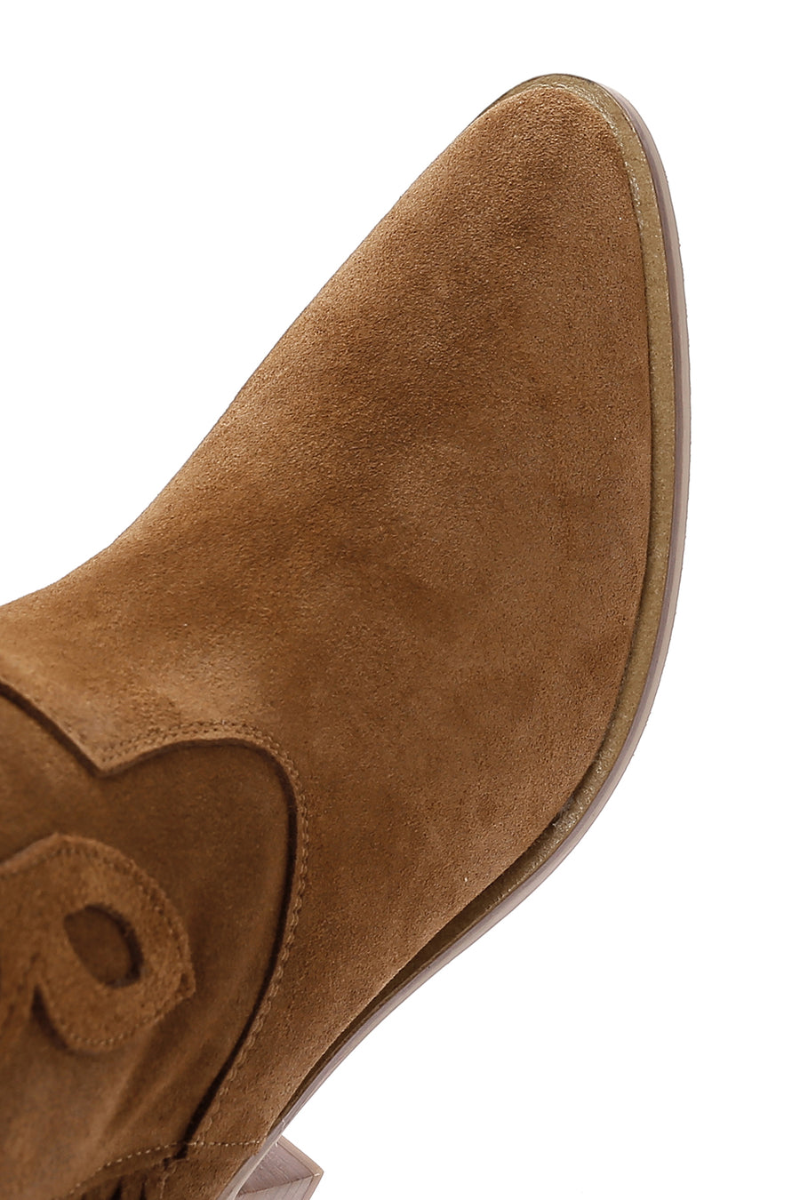Women's Tan Suede Leather Heeled Cowboy Boots