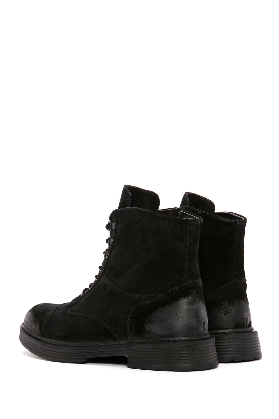 Men's Black Zippered Suede Leather Casual Boots