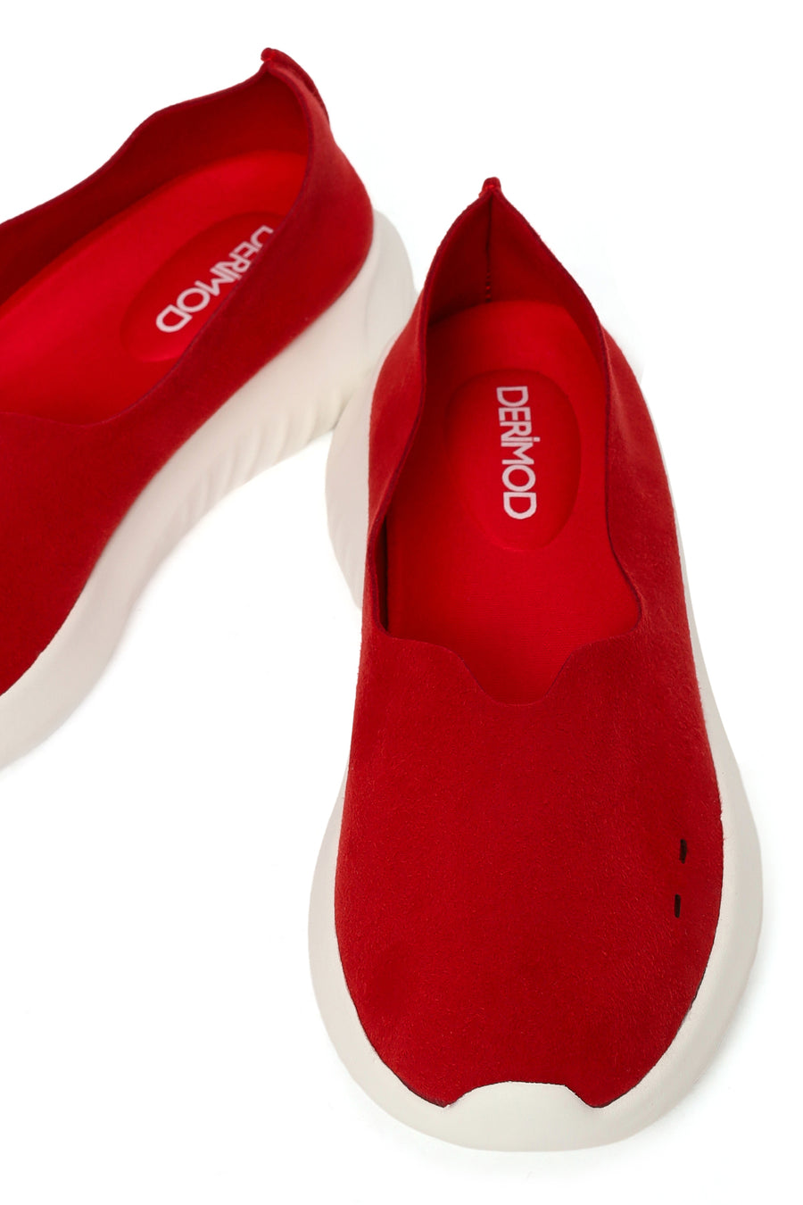 Women's Red Chunky Suede Shoes