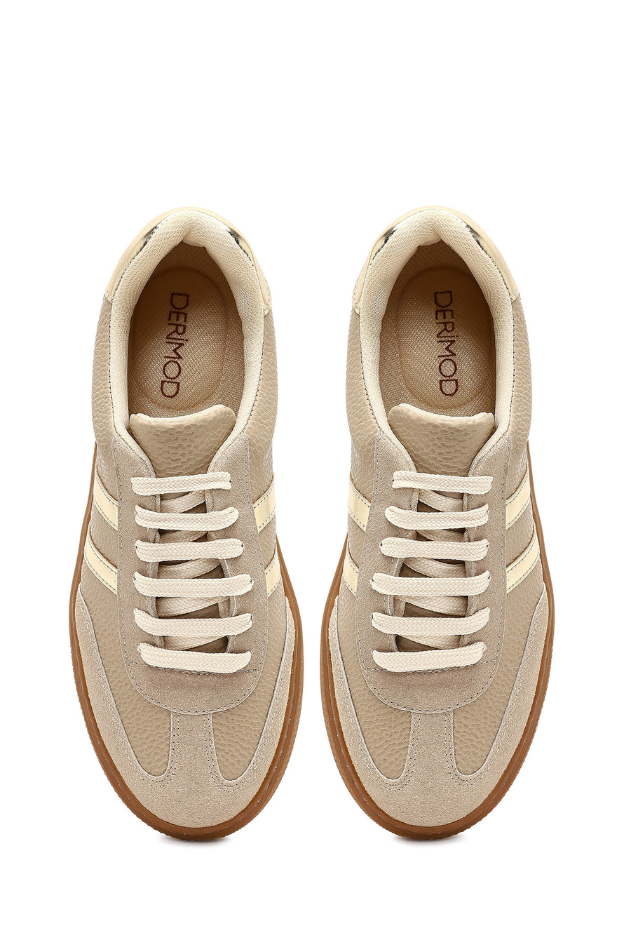Kadın Bej Bağcıklı Sneaker