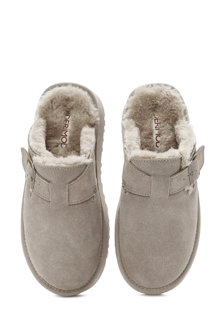 Women's Mink Thick-Soled Fur Detailed Suede Leather Slippers