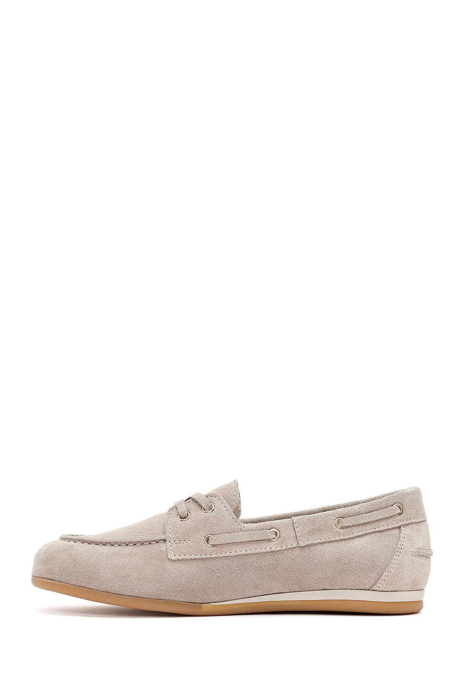 Women's Beige Lace-up Suede Leather Shoes