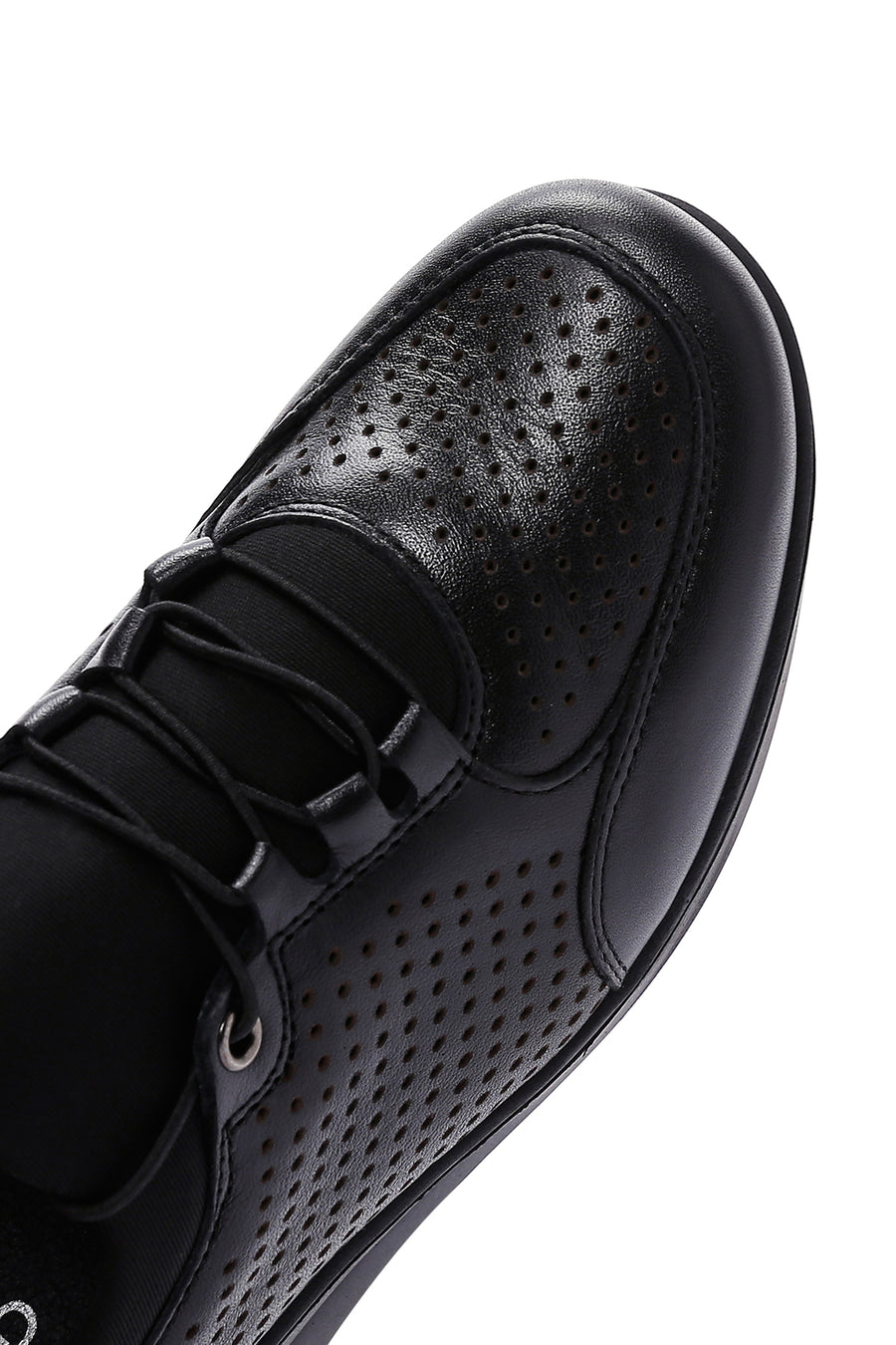 Women's Black Leather Wedge Heeled Comfort Shoes