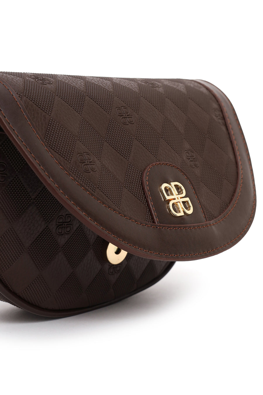 Woman Brown Long-Strap Printed Mini Crossbody Bag
