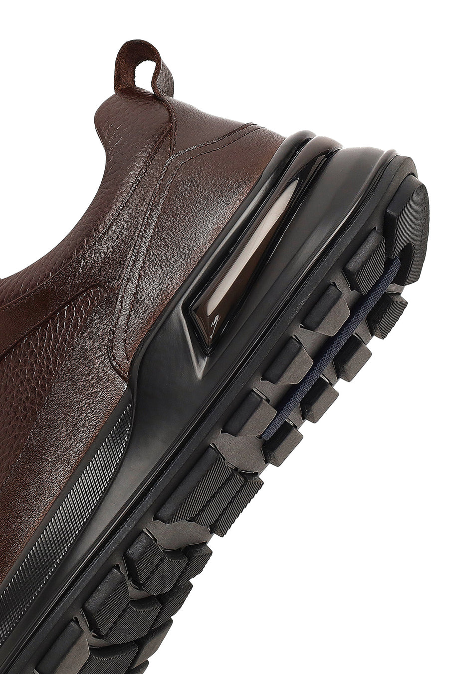 Men's Brown Lace-Up Thick-Soled Leather Casual Sneaker