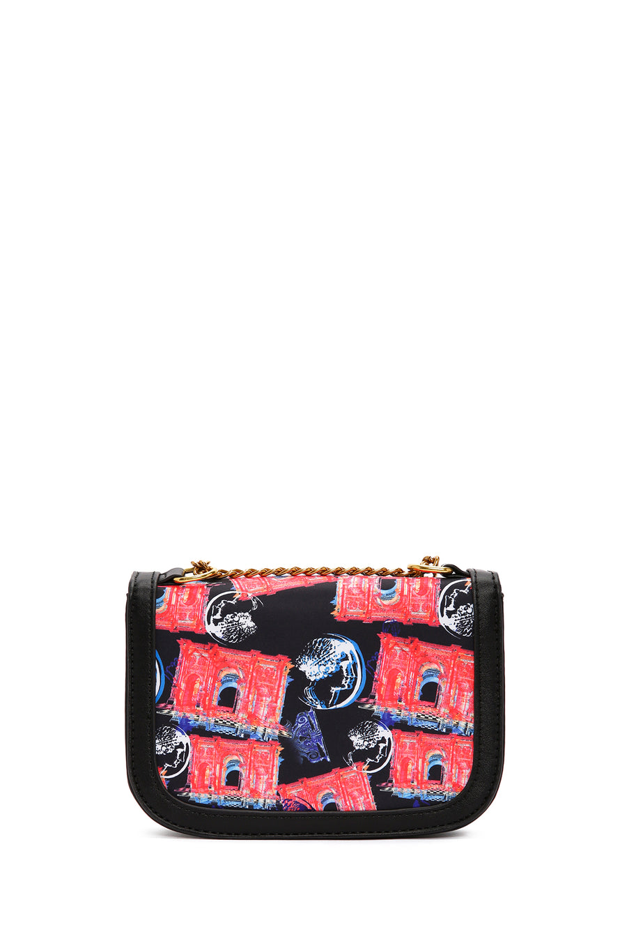 Women's Black Long Strap Printed Crossbody Bag