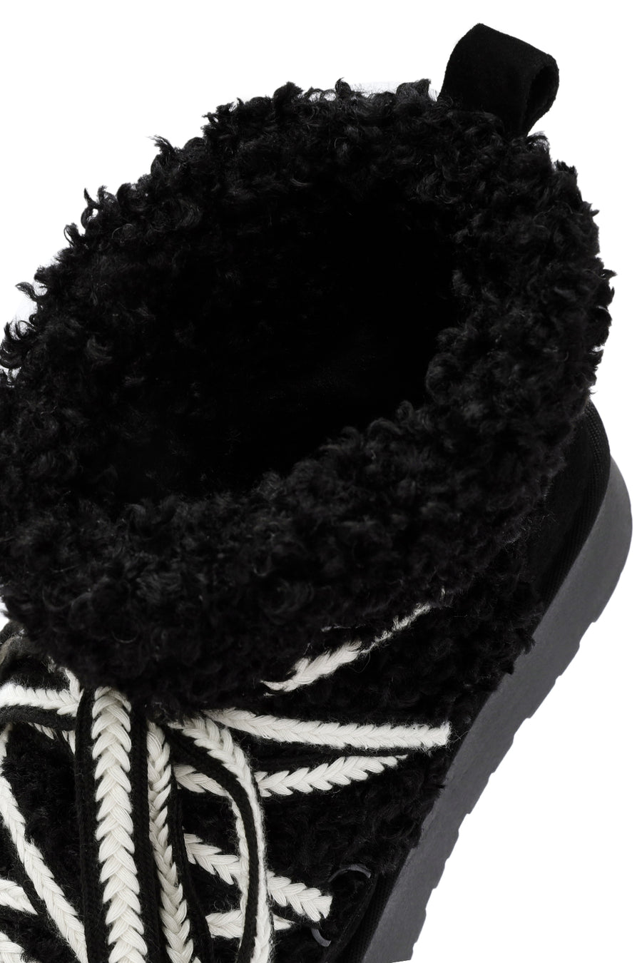 Women's Black Thick-Soled Fur-Lined Leather Boots