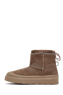 Women's Powder Pink Thick-Soled Suede Leather Teddy Boots | Derimod