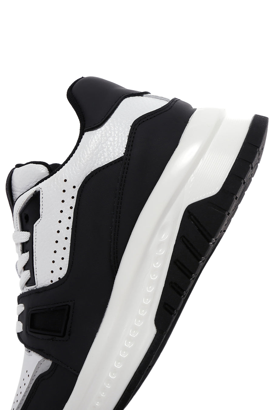 Erkek Beyaz Deri Kalın Tabanlı Sneaker