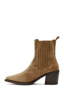 Woman Brown Chunky Heeled Suede Cowboy Boots | Derimod
