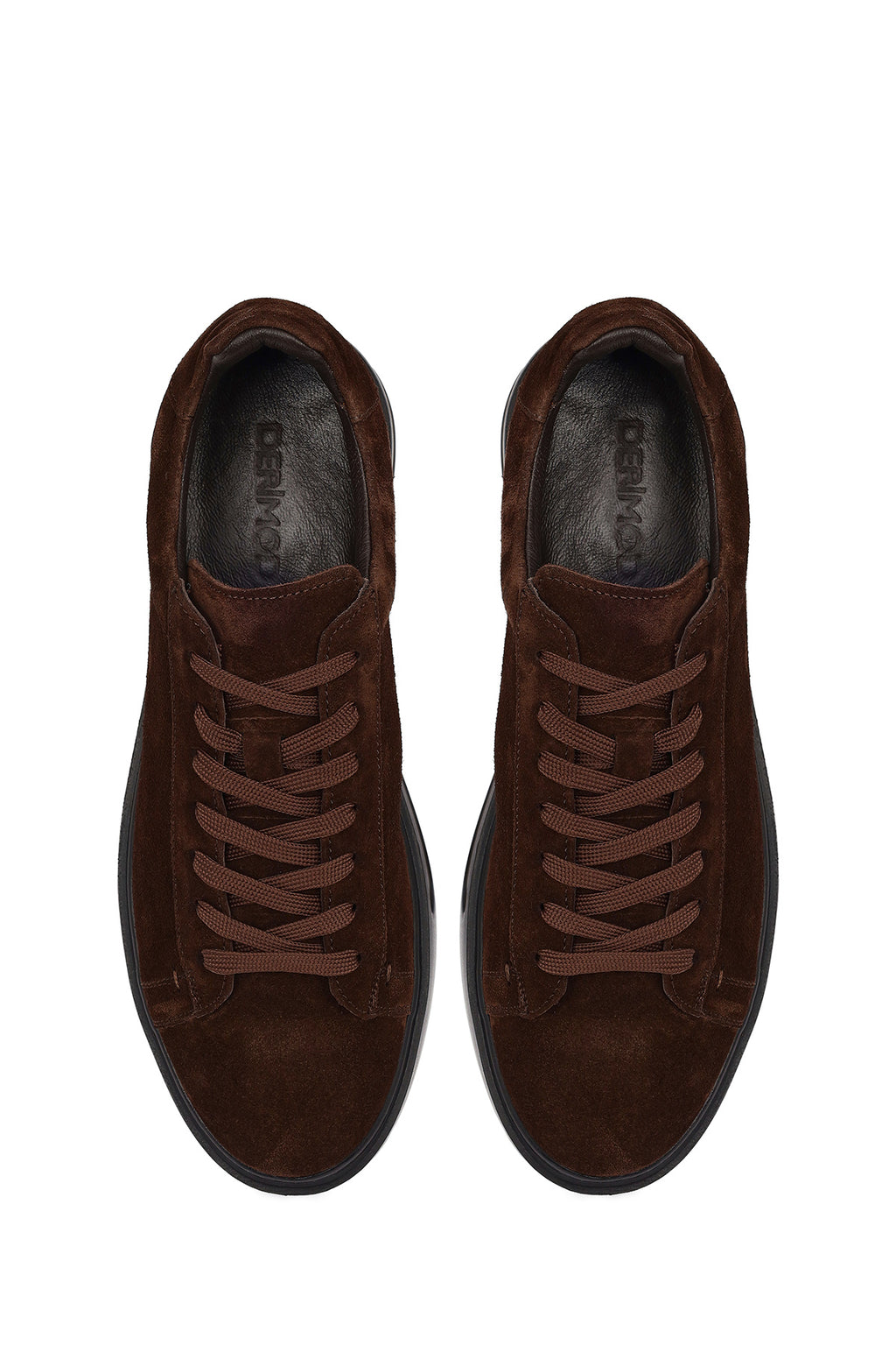 Erkek Kahverengi Bağcıklı Süet Deri Sneaker