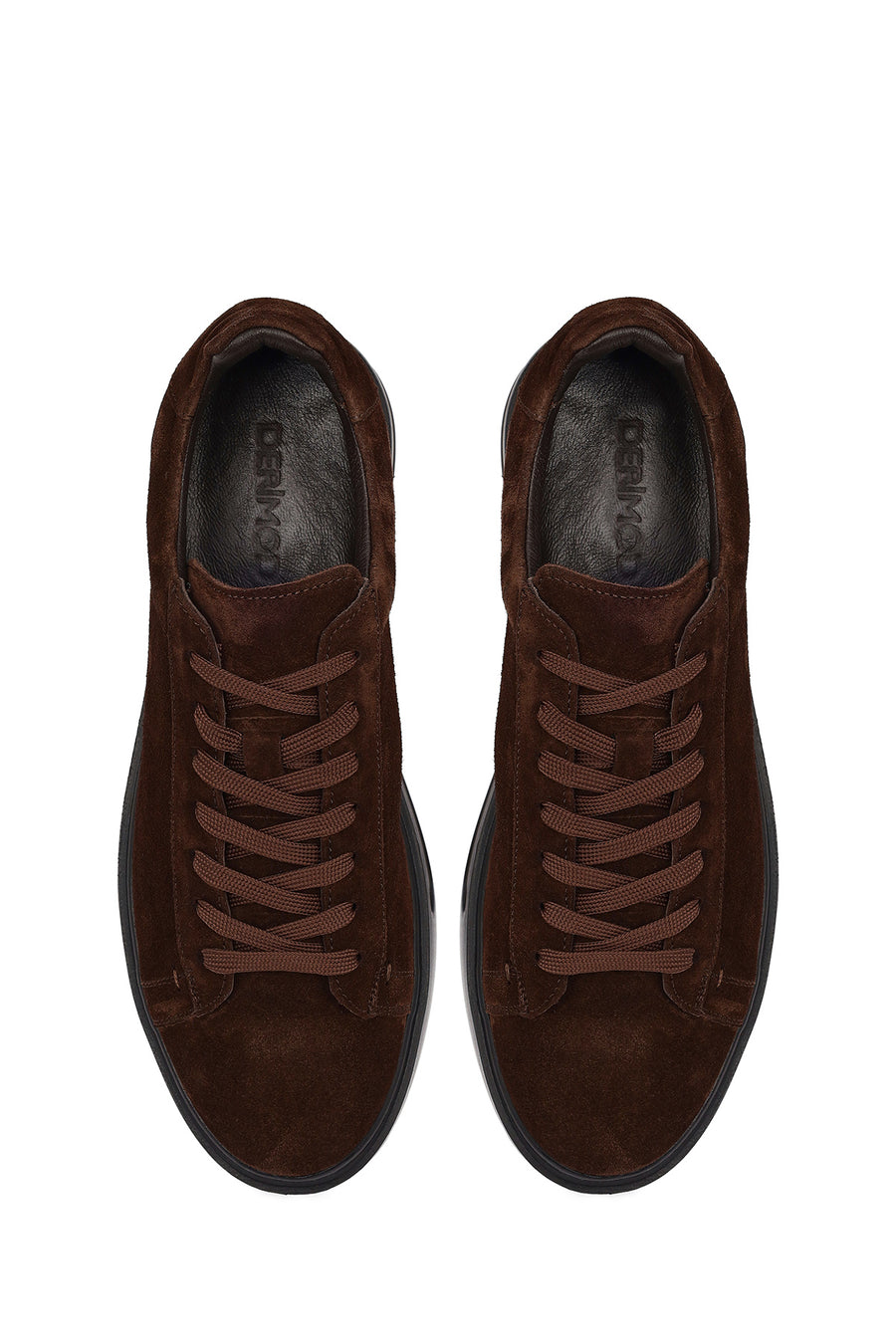 Men's Brown Lace-Up Suede Leather Sneakers