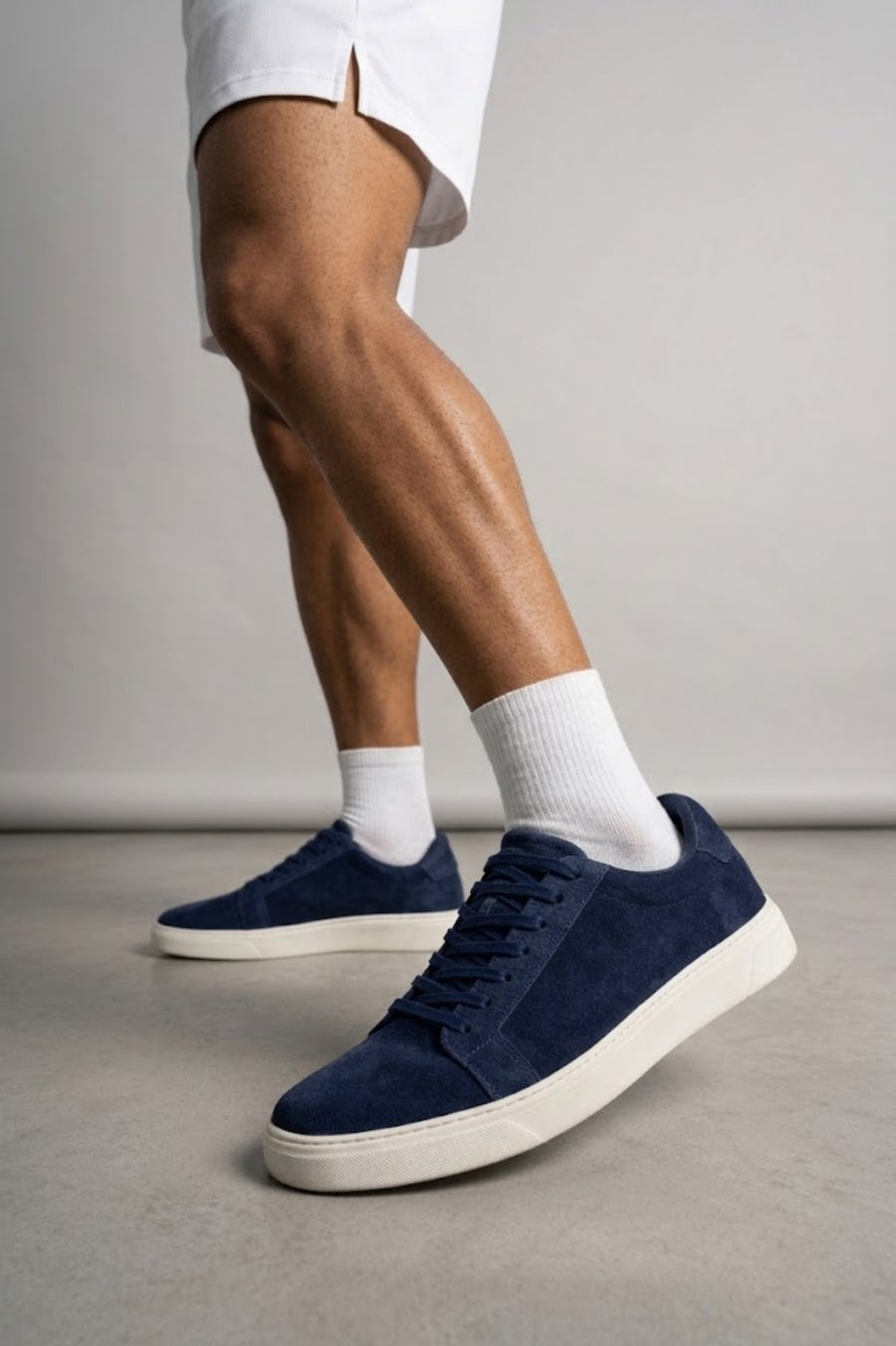 Erkek Lacivert Bağcıklı Süet Deri Sneaker