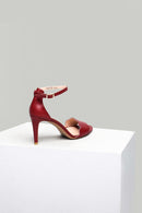 Ankle Strap Women's Heeled Leather Sandals | Derimod