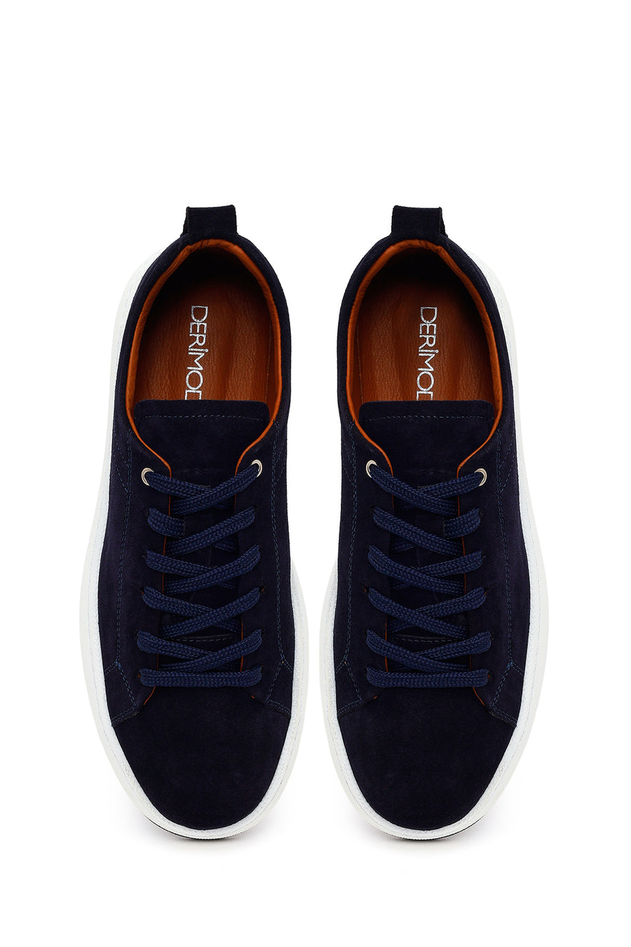 Erkek Lacivert Bağcıklı Süet Deri Sneaker