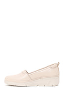 Woman Cream Wedge Leather Comfort Loafers | Derimod