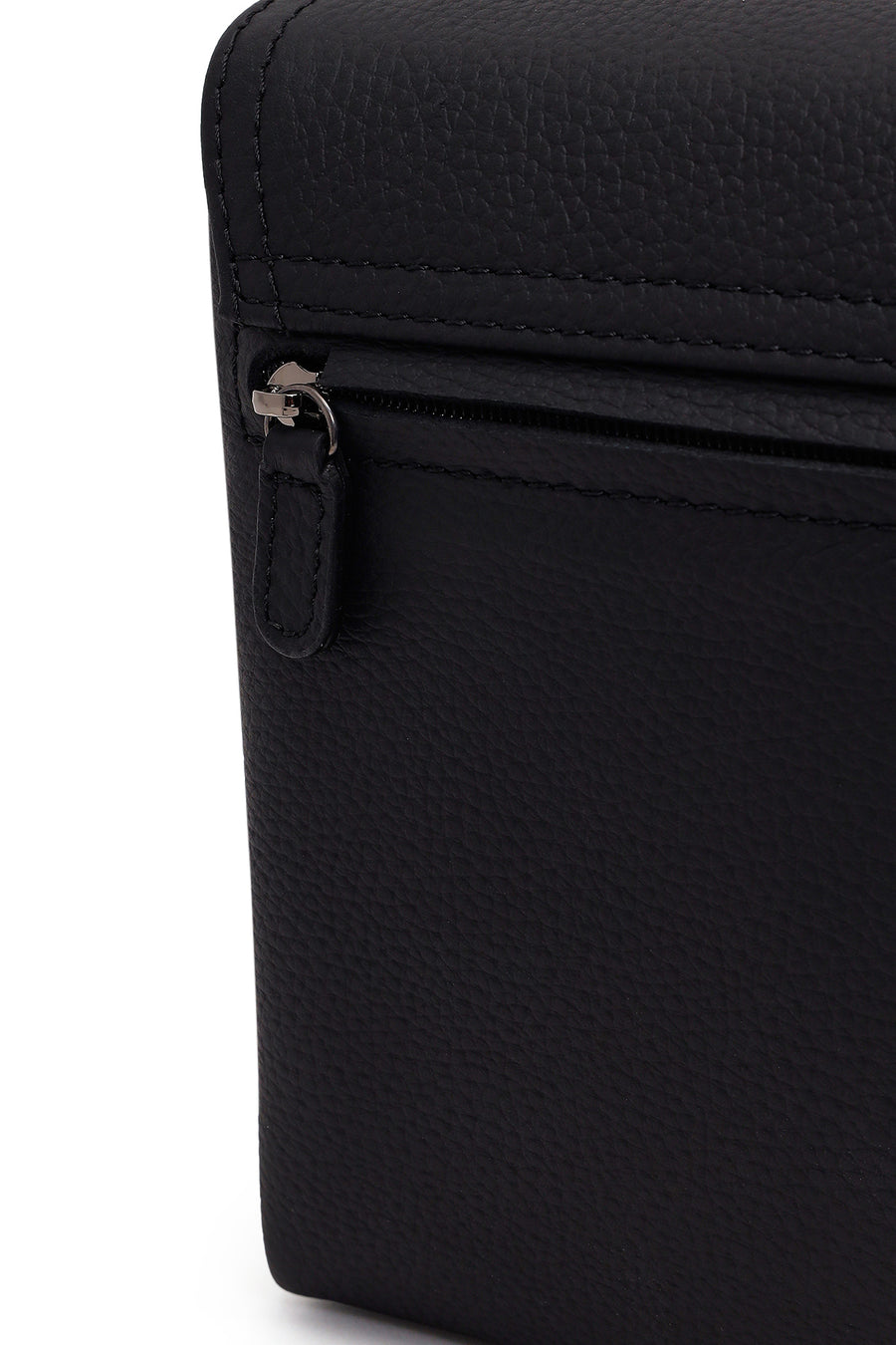 Male Black Long-Strap Leather Messenger Bag