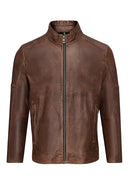 Mbappe Men's Brown Leather Jacket | Derimod