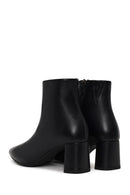 Derimod Flex Woman Black Zip Closure Chunky-Heeled Leather Boots | Derimod