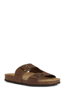 Geox Women's Brown D Brionia Nubuck Leather Slippers | Derimod
